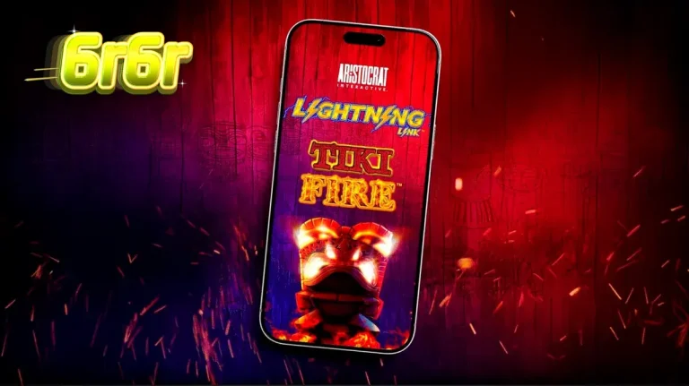 Tampilan visual bertema Polinesia dari permainan slot Tiki Fire